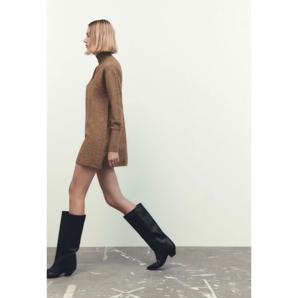 ZARA Knit Sweater Wool Blend Oversized Dress - Picture 1 of 9
